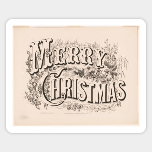 vintage merry christmas old english calligraphy card Sticker